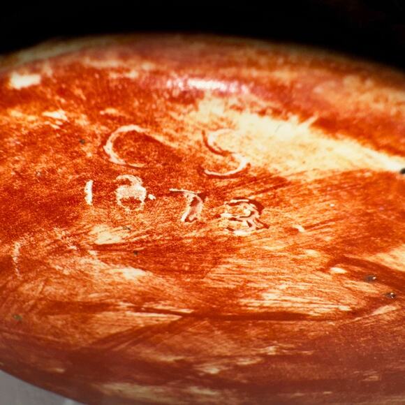 Vintage Buffalo Relief Stein — Brown & Ivory Western Hunting Scene Mug - Picture 9 of 9